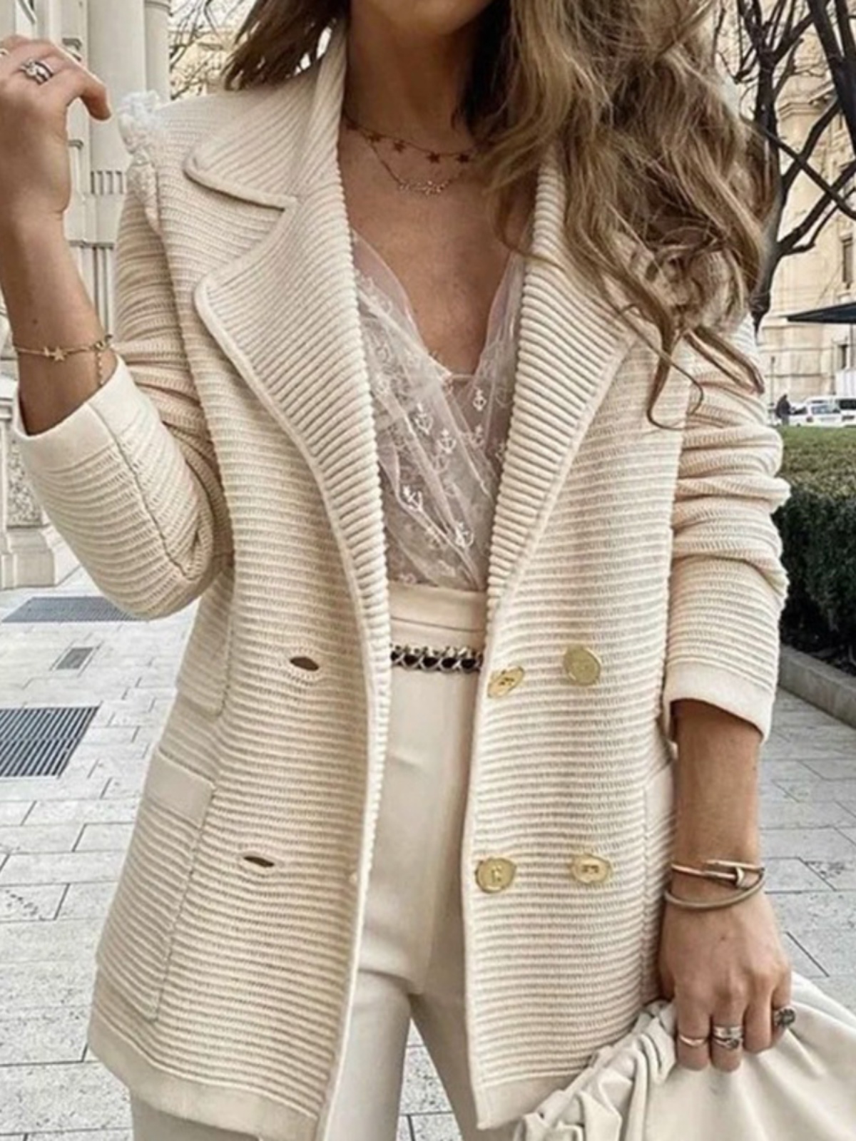 Winter Clothing Brand - Chic Texture Long Sleeve Short Jacket