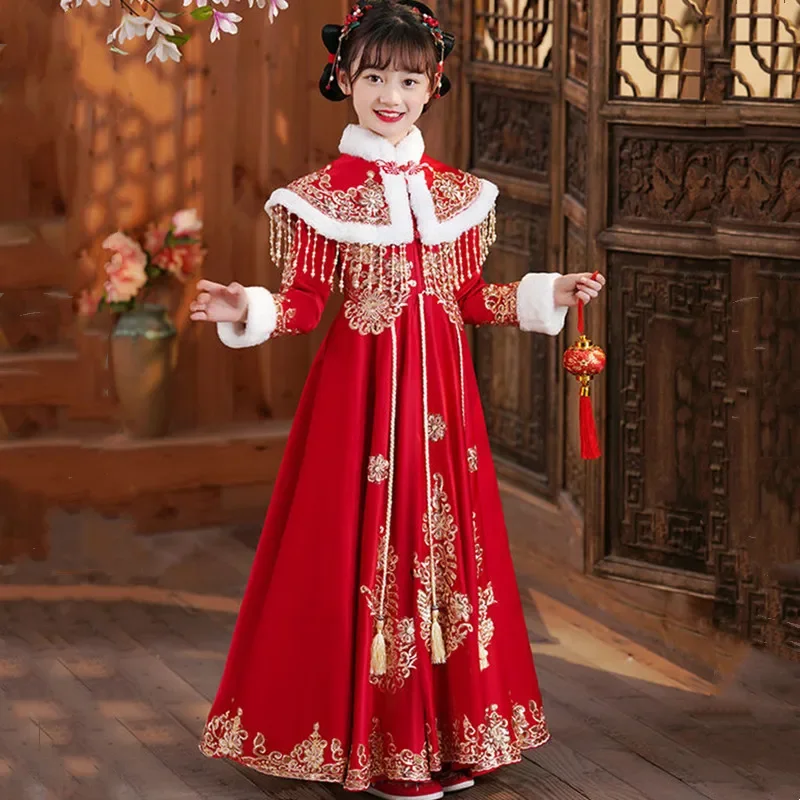 Winter Clothing Baby - Winter Red Thicken Kids Hanfu Girl