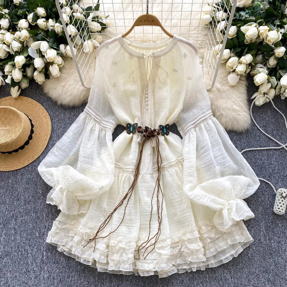 Sweet Embroidered O-neck Lace- - Winter Clothing Dress Up บทวิจารณ์และราคา