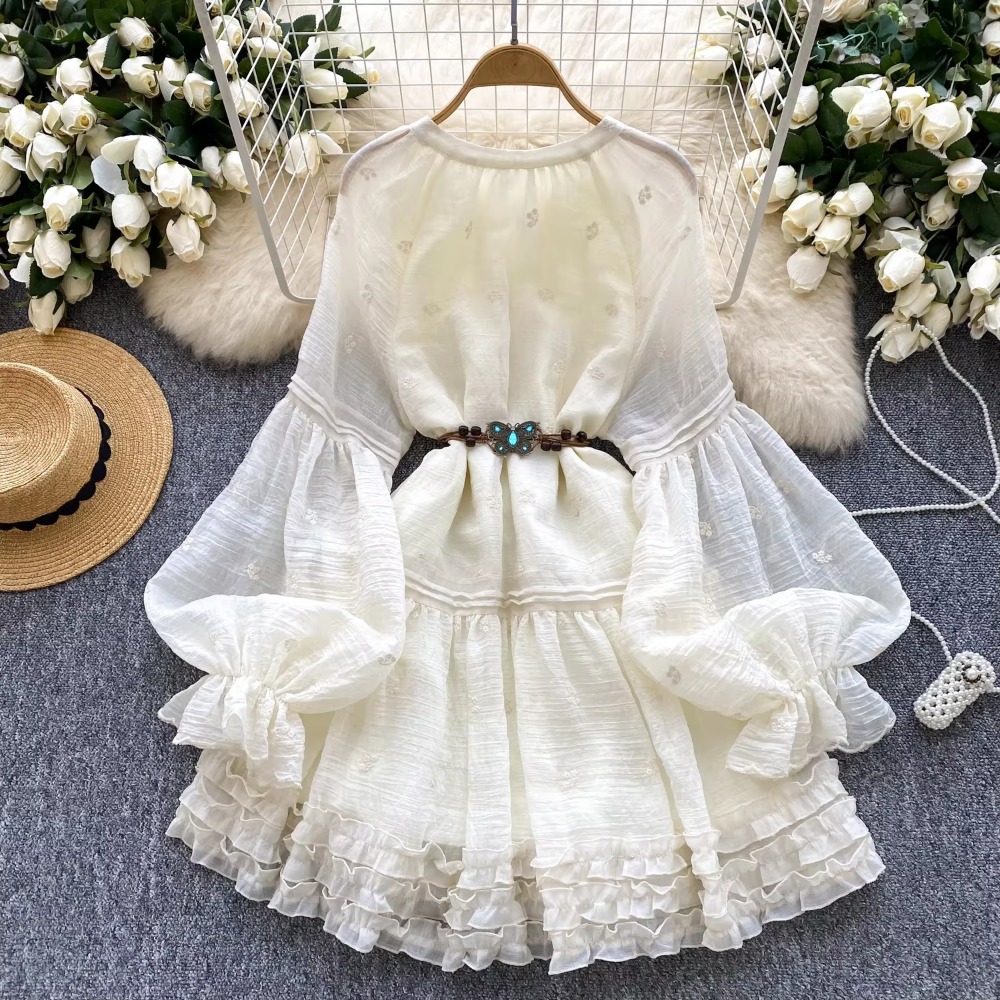 Sweet Embroidered O-neck Lace- - Winter Clothing Dress Up บทวิจารณ์และราคา
