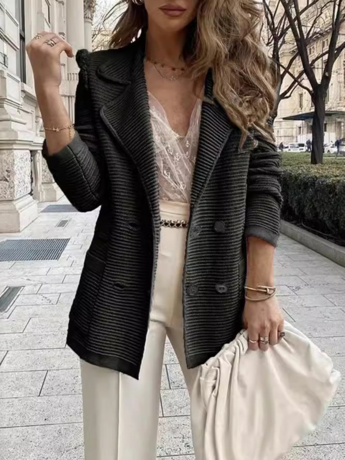 Chic Texture Long Sleeve Short - Winter Clothing Brand บทวิจารณ์และราคา