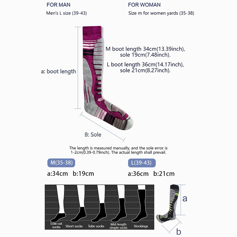 GTUBIKE Merino Wool Ski Socks, - Thermal Sock Merino บทวิจารณ์และราคา