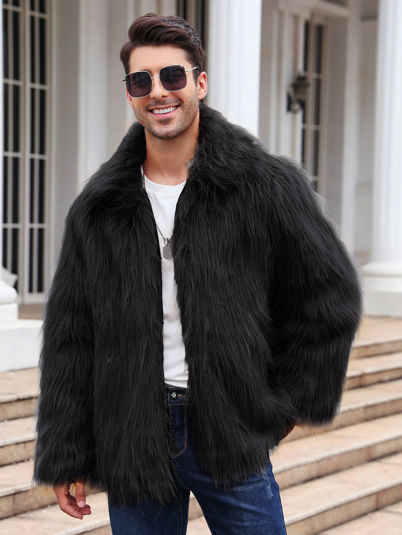Men Faux Fox Fur Jacket Coat W - Winter Clothing Uae บทวิจารณ์และราคา