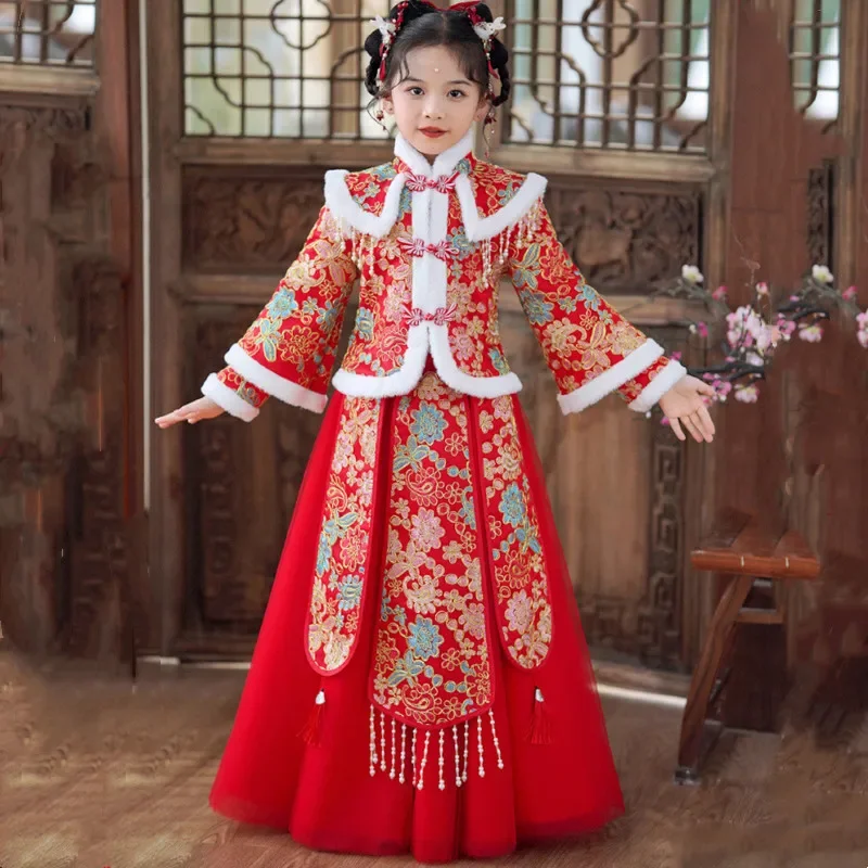 Winter Red Thicken Kids Hanfu  - Winter Clothing Baby บทวิจารณ์และราคา