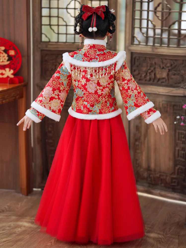 Winter Red Thicken Kids Hanfu  - Winter Clothing Baby บทวิจารณ์และราคา