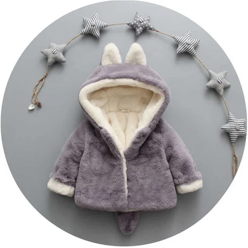 Cute Cat Ears Plush Baby Jacke - Winter Clothing Toddler บทวิจารณ์และราคา