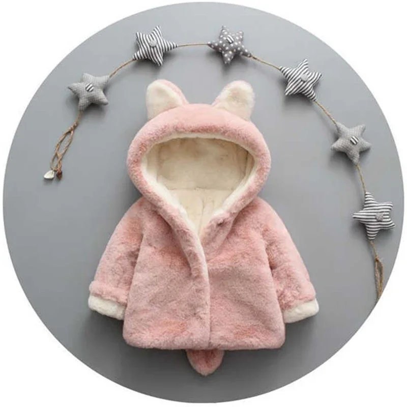 Cute Cat Ears Plush Baby Jacke - Winter Clothing Toddler บทวิจารณ์และราคา