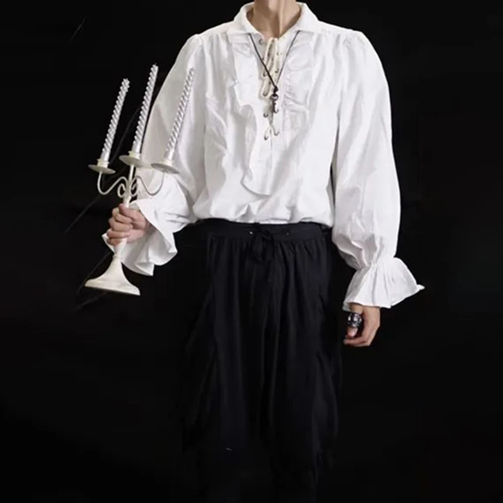 Mens Ruffled Long-Sleeved Shir - Winter Clothing Dress Up บทวิจารณ์และราคา